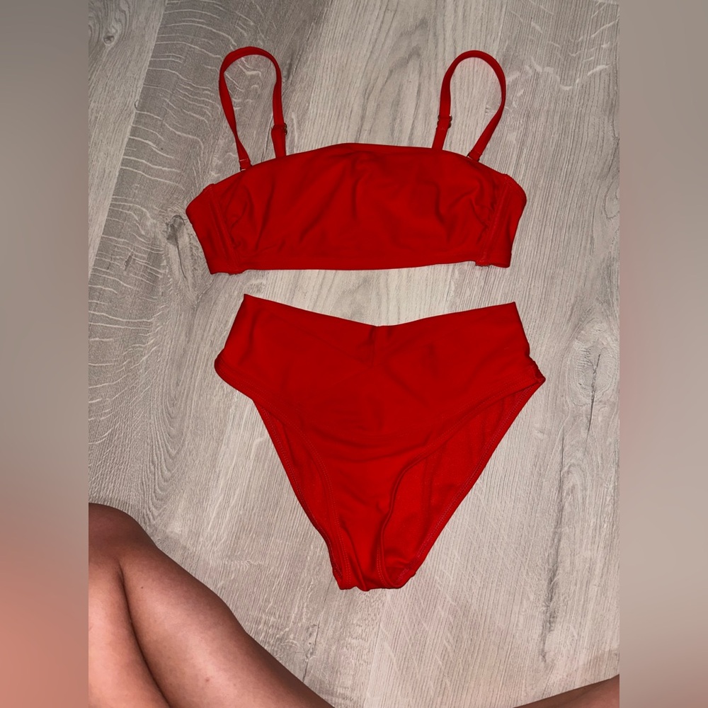 Red high waisted bikini